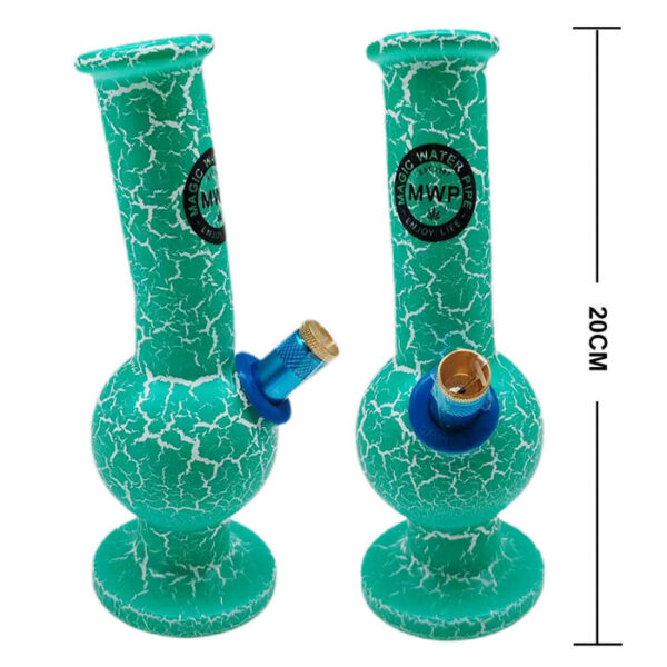 bongfire small bent bubble green/white crackle 20cm