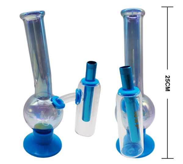 medium bent bubble metallic blue with chamber 25cm